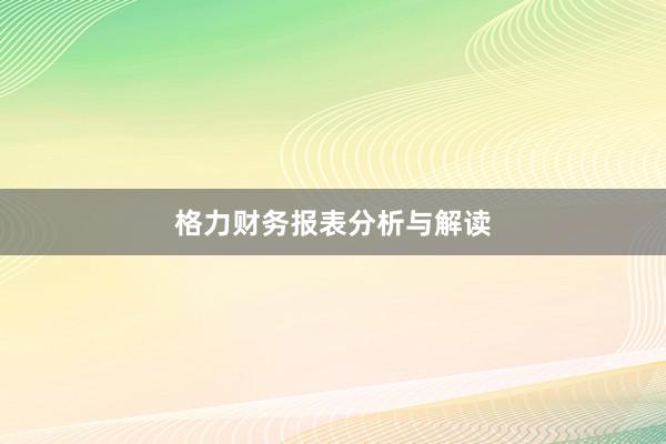格力财务报表分析与解读